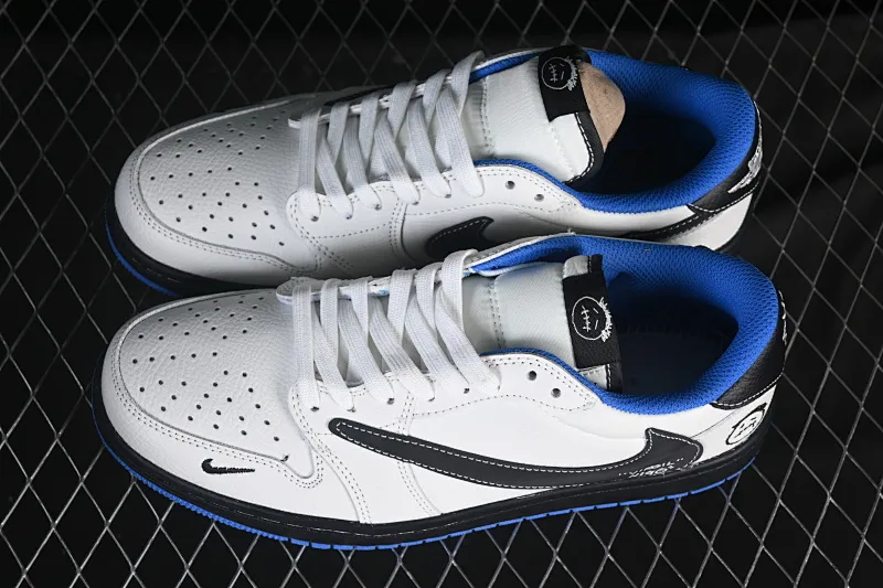 All categories Air Jordan Jordan series basketball shoes Air Jordan 1 Low High-end customized low-top sneakers Travis Scott x Fragment Design x Air Jordan 1 Low OG SP AJ1 Joe 1 joint blue bottom ghost face low-top cultural casual sneakers DZ5899-027